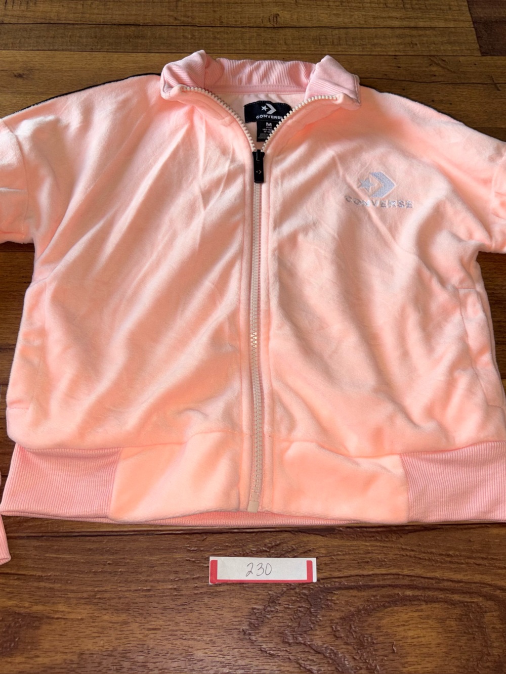 NWOT Converse girls peach velour zip up jacket size M 10/12